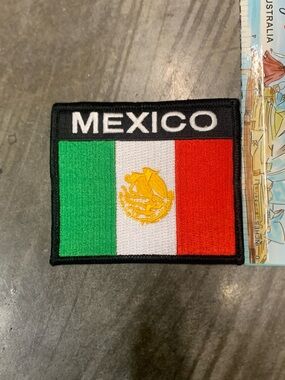 Mexico Flag Patch in Green White Red with Gold Emblem